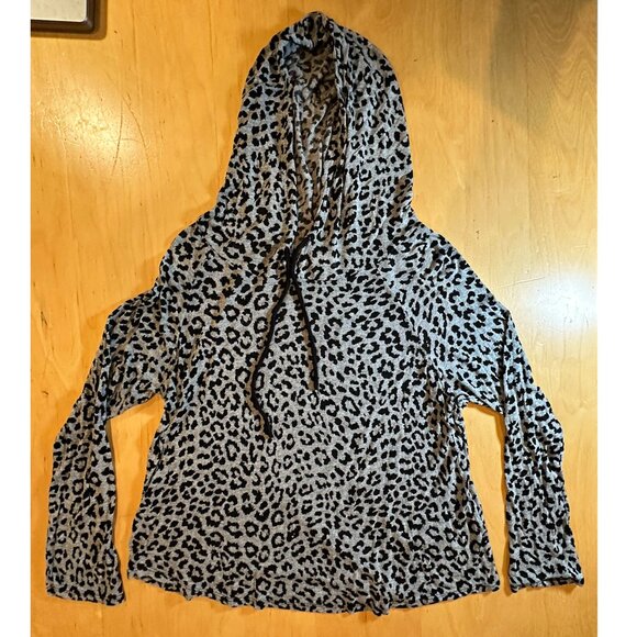 Atticute Lightweight Leopard Patterned Long-Sleeved Hoodie Pullover Top Small - Picture 5 of 9